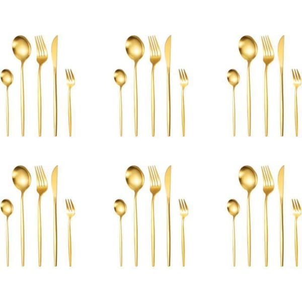 Bestickset - 30 delar - Rostfritt stål - Guld - Serverar 6