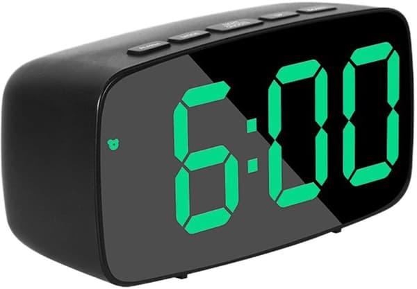 Grön LED Digital Väckarklocka för Sovrum - Temp/Snooze/12-24h