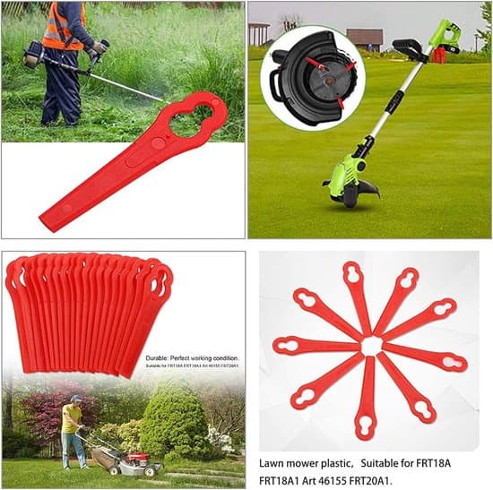 100-pack kalebassformade röda plastgräsklipparblad för trimmers