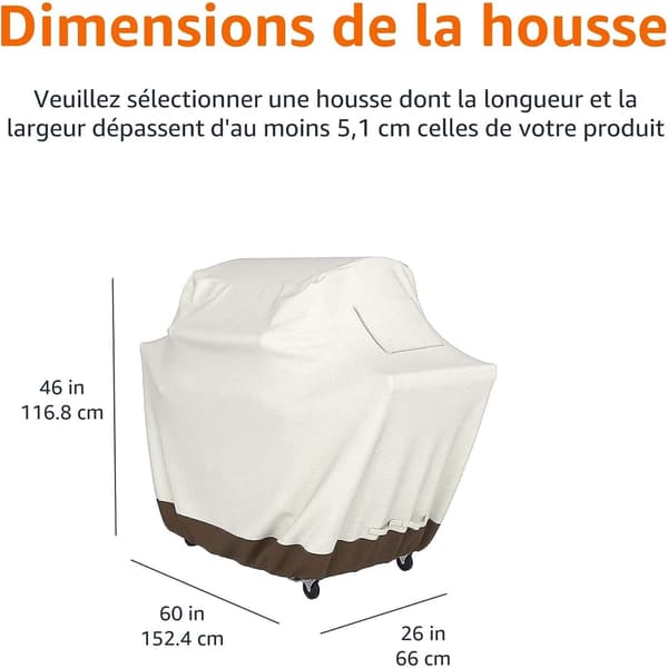 Amazon Basic Utomhusgrillöverdrag, Mått: 152*66*127cm, Beige/Ljusbrun