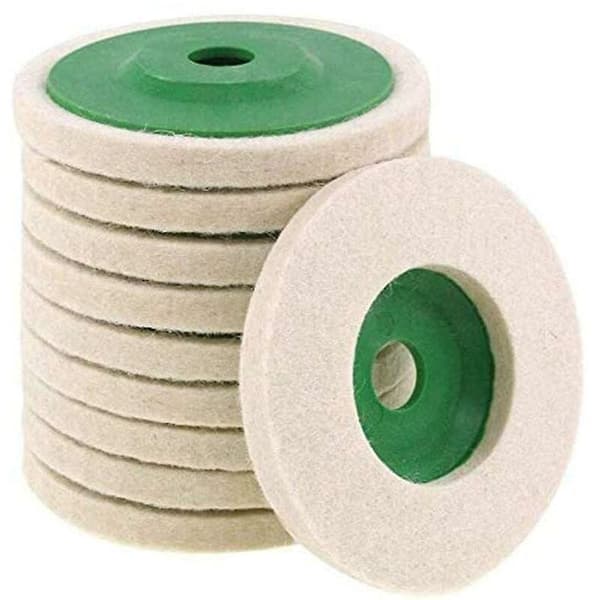 Grøn - 10-delt uldfiltskive til vinkelsliber, 10 cm/8 mm