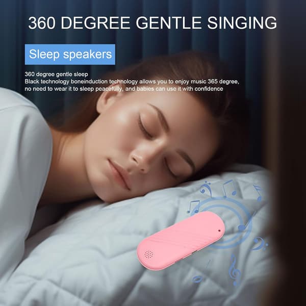 Bluetooth-kuddehögtalare Trådlös benledning Mini Bärbar Under-kudde Volymkontroll Timer Vitt brus Rosa