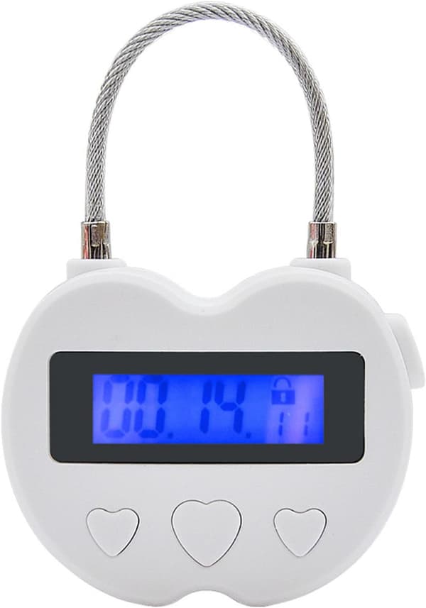 Två smarta timerlås med LCD-display, USB-laddning, tillfällig timer, hänglås, elektronisk resetimer, vit.