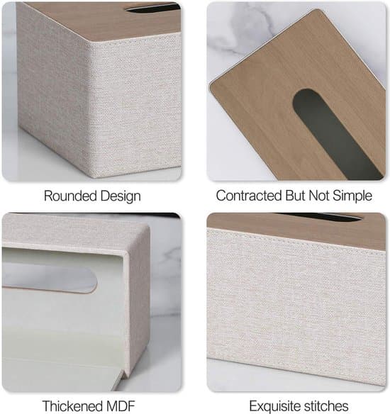 Rektangulær PU-læder Tissueboksbetrækholder til badeværelseskommode - Beige