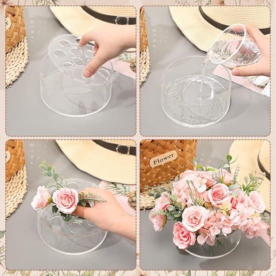 2-pack transparenta spiralformade blomsterhållare och blomstertrådar