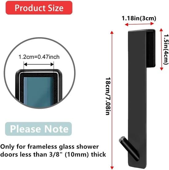 Förlängd duschdörrkrok - Ingen borrning krävs - 17,8 cm