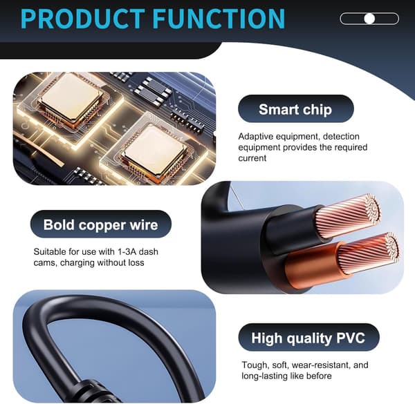 Bilopladeradapter, til dashcams, dobbelte USB-porte, 3,5A strøm, 12V til 5V strømadapter, mini USB-port, GPS dashcams.