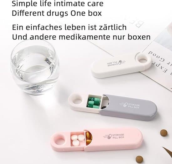3-delat dagligt bärbart pilleraskset - Vit/Grå/Rosa
