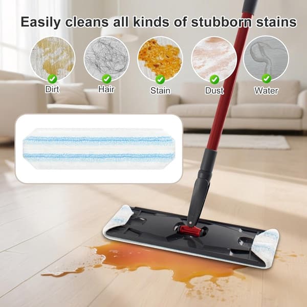 8 moppeklude - Erstatningsmoppeklude - Kompatibel med Vileda H2Pro erstatningsmopper - Våde moppepuder - Flade moppeklude