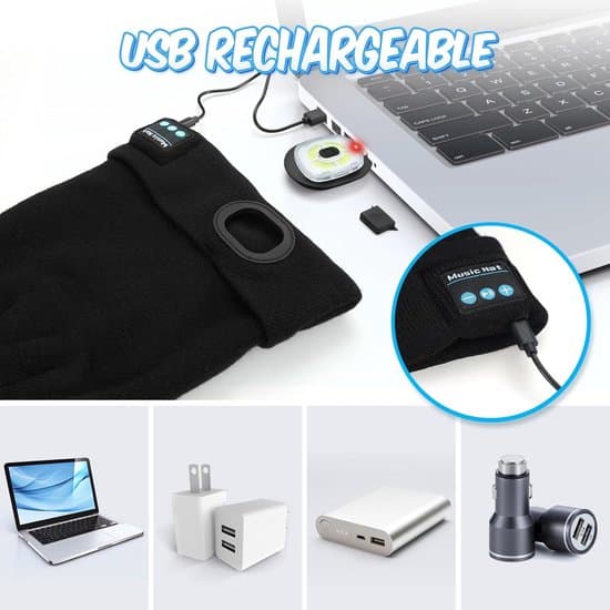 Bluetooth strikhue med lys - Unisex - Bluetooth hue med seks lyspunkter - Sort