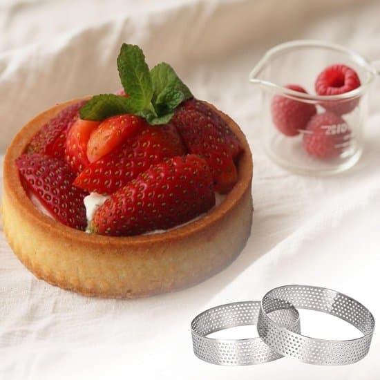 Mousse Tærteforme - 12-pak 6 cm perforerede ringe i rustfrit stål til bagning - 6 cm