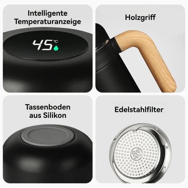 Isolerad mugg, 480 ml kaffemugg, digital display, för take away-kaffe.