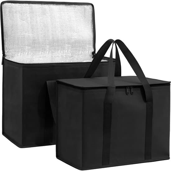 2-pak sorte 41 x 33 x 26 cm isolerede mad- og køletasker i polyester