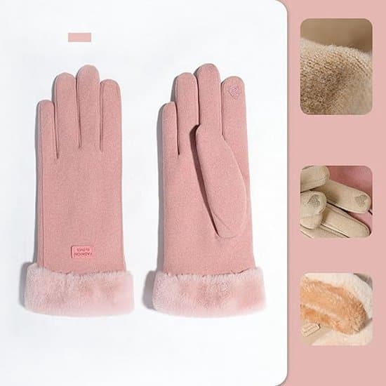Varma vinterhandskar för kvinnor med pekskärmsfunktion - med varmt fleecefoder - 24*15cm - Svart