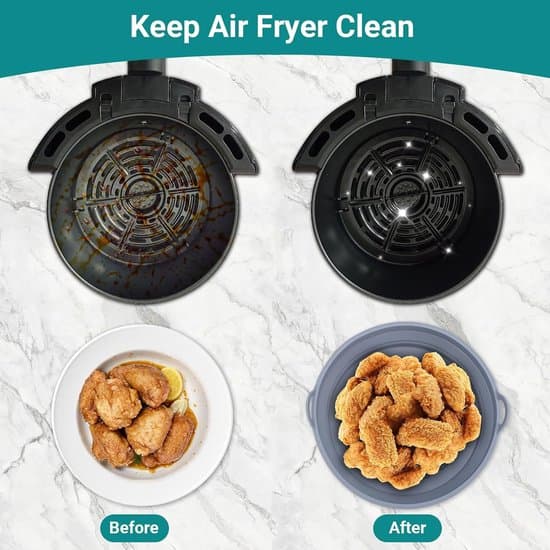 2-pak flade runde sammenklappelige silikone airfryer bageformindsatser, grå