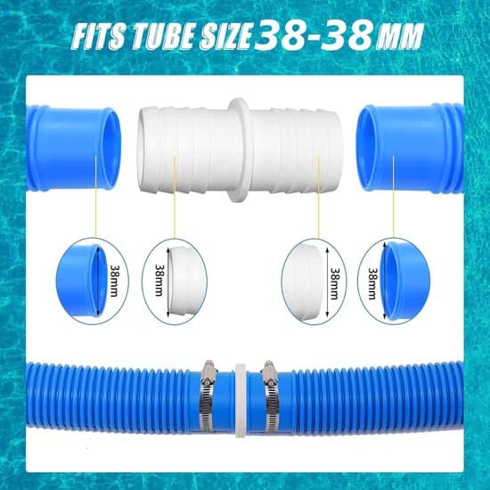 Lige forbindelse - 4 stk, 38mm til 38mm, med 4 rustfri stålklemmer