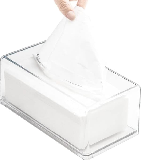 Akrylvävnadslåda, transparent rektangulär vävnadslåda, lämplig för sovrum/matsal.