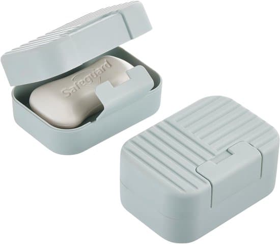 2-pack 11x7.5x5cm Bärbar Blå Resetvålkopp - Med lock