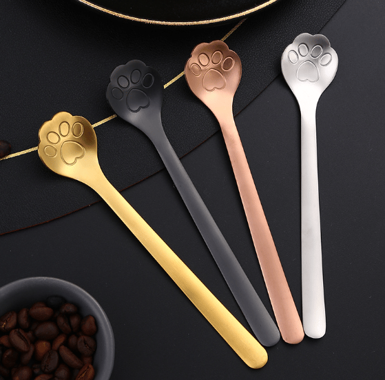 Firedelt katteske i rustfrit stål til kaffe og dessert, Multifunktionel katteske til te, kaffe, ., Kaffeske i rustfrit stål