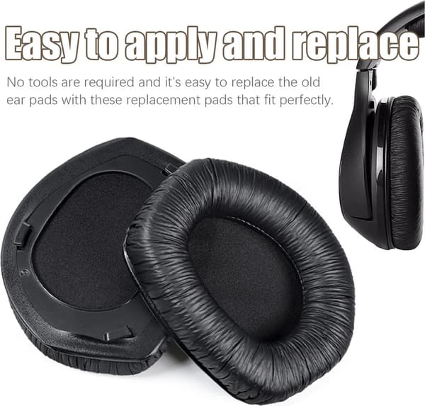 Ørepuder til Sennheiser RS165/175 hovedtelefoner, sort.