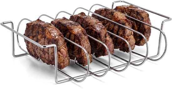 Ribbenholder i rustfrit stål med 6 pladser til grill
