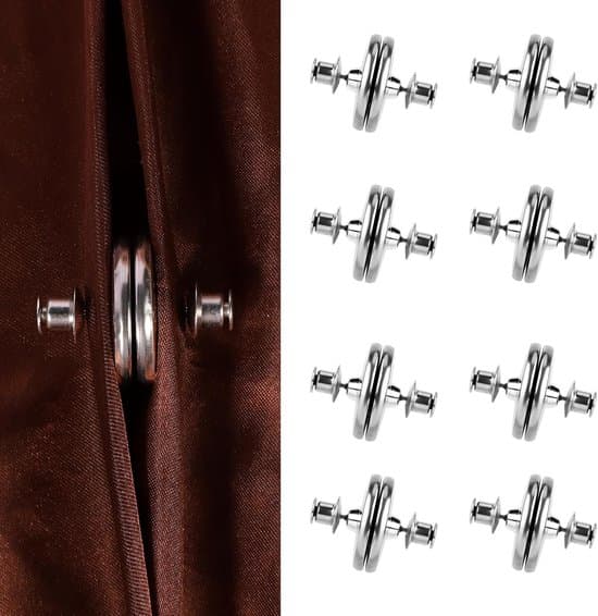 8 par magnetiska gardinklämmor, motvikter och fästen