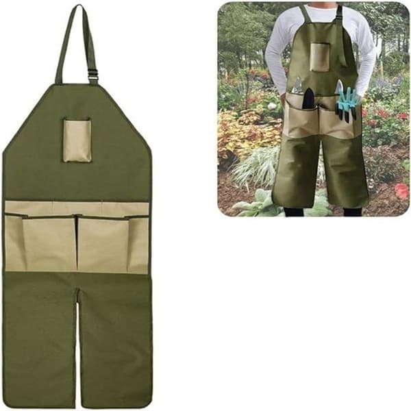 Haveforklæde 118 x 45 cm - Tømrerforklæde - Arbejdsforklæde - Havepose - Arbejdsforklæde i kanvas til mænd -