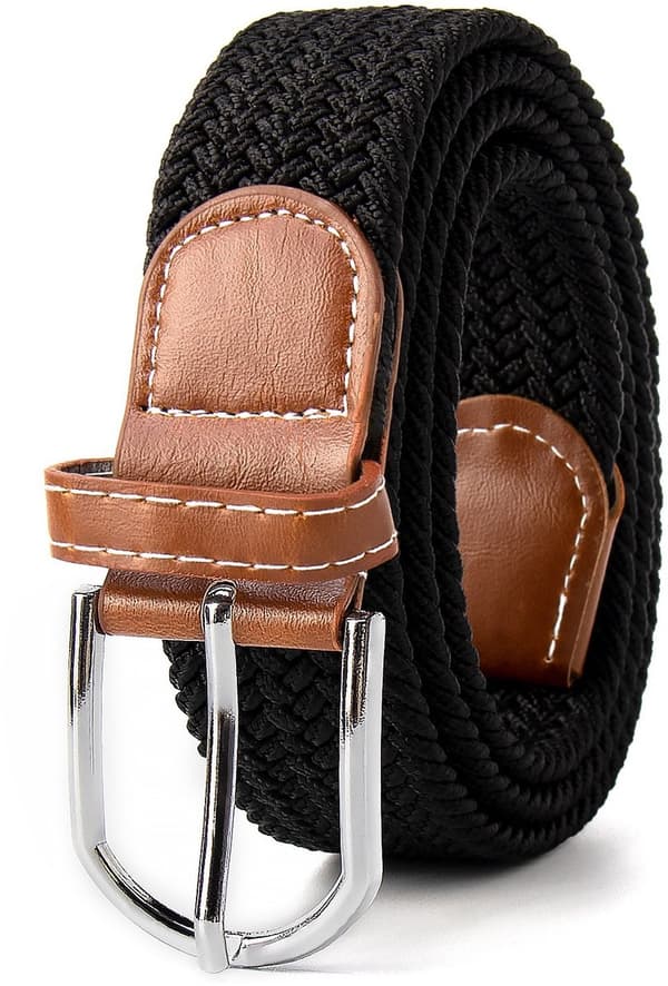 Elastiskt flätat bälte - unisex - 120 cm - brunt