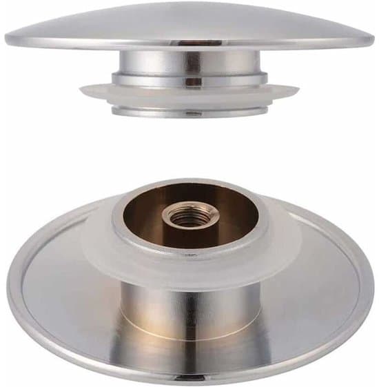2-pak messing afløbspropper - håndvask afløbspropper - badeværelse håndvask afløbspropper - 66 mm afløbspropper - poleret messing forkromet - sølv