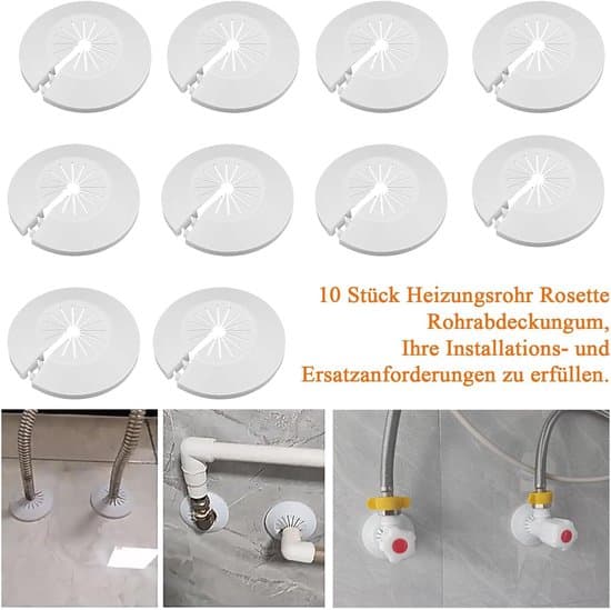 Rosetter til varmerør hvid - 10 stk. - diameter 10-25 mm