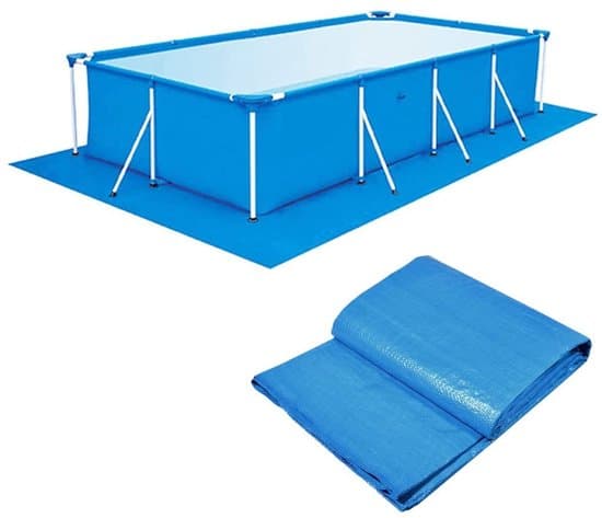 Vattentät poolmatta - Poolskyddsmatta - Vikbar - Polyestertyg - 200 x 300 cm - Säkerhetsvarningar - Poolskydd