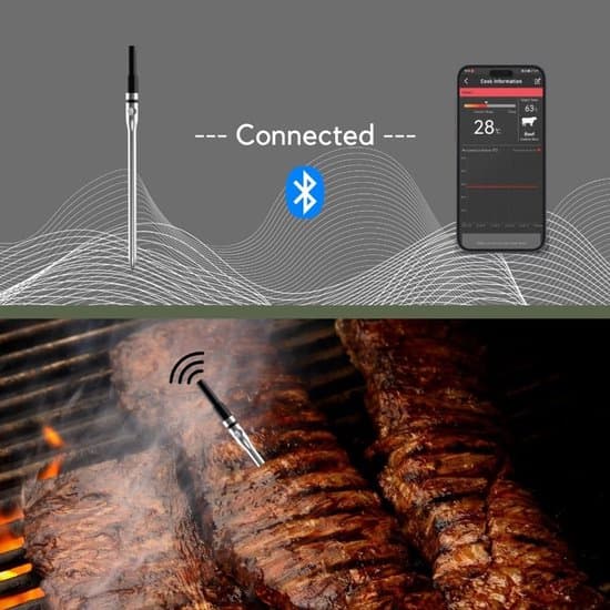 Trådlös grilltermometer - Grilltermometer med app - Ugnstermometer - Grillpryl