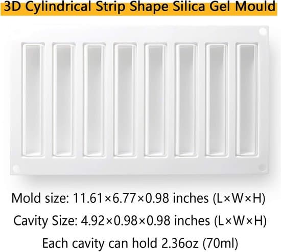 Cylindrisk silikoneform til moussekage, 3D bageforme til franske desserter, kager, chokolade (8 hulrum)