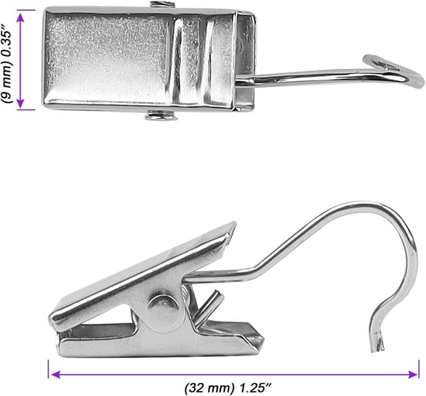 100-pack metallgardinklämmor - med krokar
