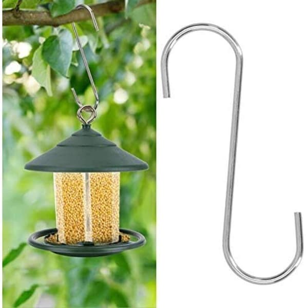 S-kroge i rustfrit stål – perfekte til ophængning af fuglefoderbræt, planter, kurve eller lanterner.