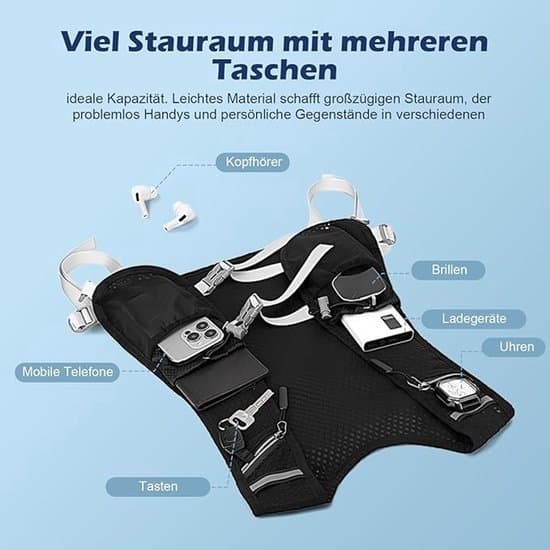 Unisex løbehydreringsvest, multifunktionel, justerbar, reflekterende elementer