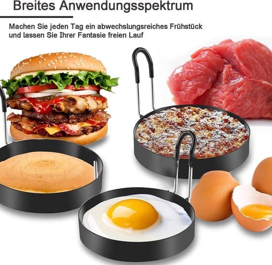4-pak 7,6 cm non-stick æg- og pandekageforme i rustfrit stål