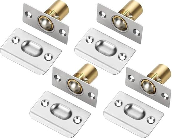 4-pack silverfärgade innerdörrlås och säkerhetsbultar med skruvar för badrum och kök