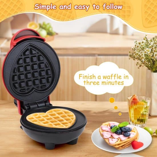 Hjerteformet Mini Vaffeljern med Non-Stick Belægning til Vafler.