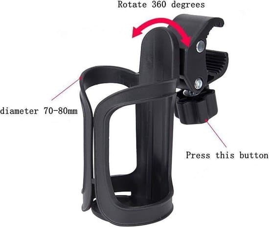 Universal Klapvogn/Cykel 360° Roterende Kopholder - Quick-release