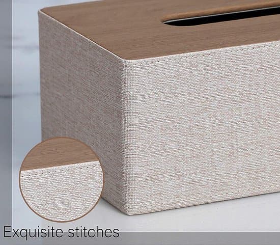 Rektangulær PU-læder Tissueboksbetrækholder til badeværelseskommode - Beige