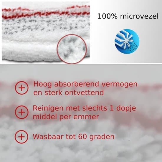 2x Mopprefill lämplig för Vileda Spin & Clean Ersättningsmoppdynor - Vileda mopprefill - röd