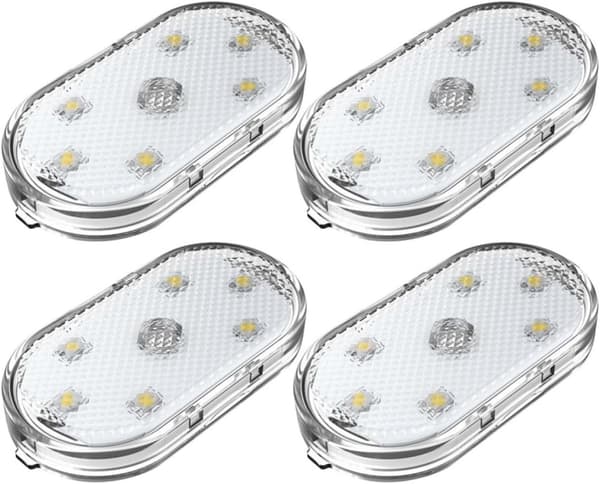 Sæt med fire LED-billæselamper, USB-interface, farverige lys