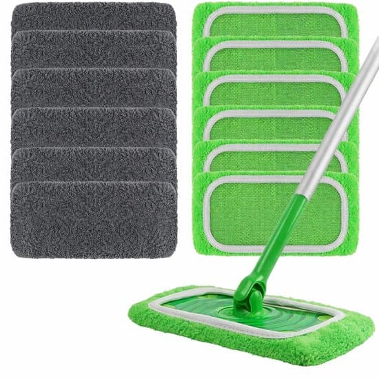 12-pak vaskbare grå og grønne mikrofiber Swiffer moppeklude til våd/tør brug