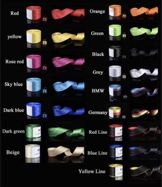 Svart/röd/gul säkerhetsbälte i polyester/nylon