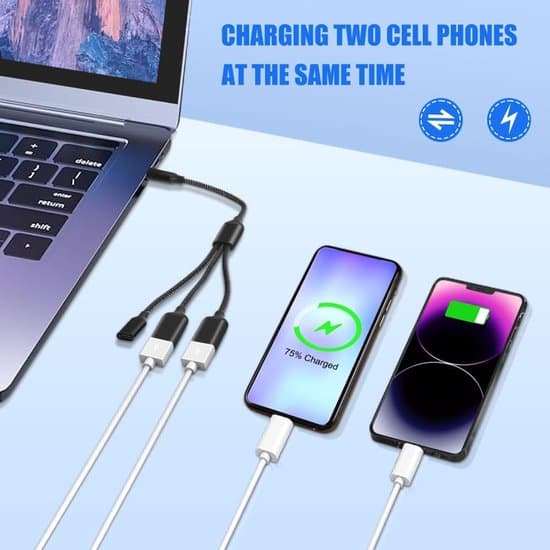 USB splitterkabel - 3-i-1 - Opladningsforlænger/dataforlænger - Til Mac/Xbox/PS4/PS5/bærbare computere