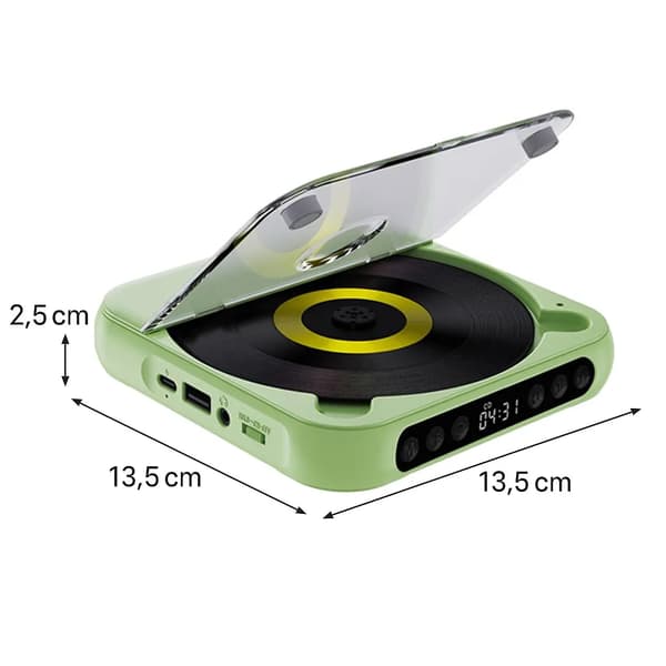 Bärbar Bluetooth CD-spelare med USB-C snabbladdning, ultratunn & kompakt, stöder MP3/WMA-format, för både resor & hemmabruk, vit