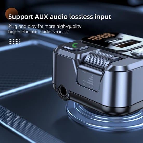 Biltransmitter - Bluetooth FM-transmitter - Musik og opkald - PD 30W hurtigopladning - Sort