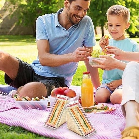 Matlåda, 2 delar, Lunchlåda, Triangulär smörgåsbehållare, Transparent smörgåslåda, Triangulär smörgåslåda, Lätt och läckagesäker