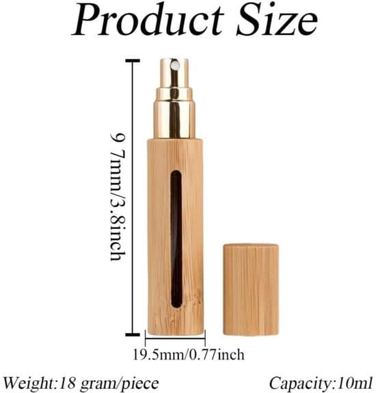 2 stycken - tomma sprayflaskor i bambu - mini parfymflaskor - doftflaskor - med glasinsida - för smink, lotioner och parfymer - 97×19.5mm